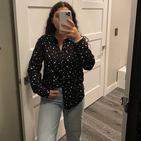 Polkadot button-up blouse - Picture 1 of 1